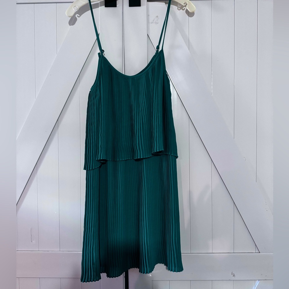 Parker Kelly Green Pleated Mini Dress